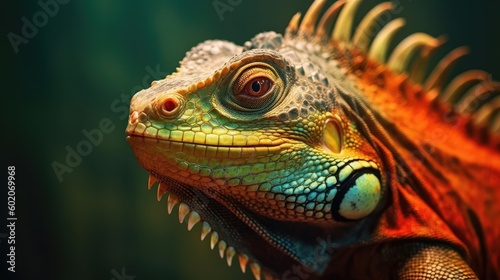 Lizard  Green iguana  Big green lizard Generative  AI  Illustration.