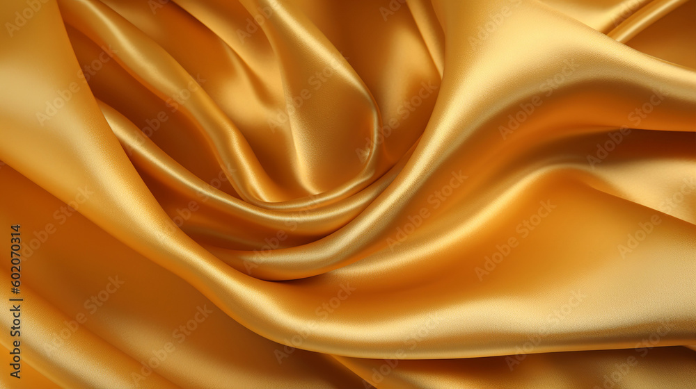Gold silk satin fabric texture background with sweeping ripples and folds. A.I. generated.
Gold silk satin fabric texture background with sweeping ripples and folds. A.I. generated.
