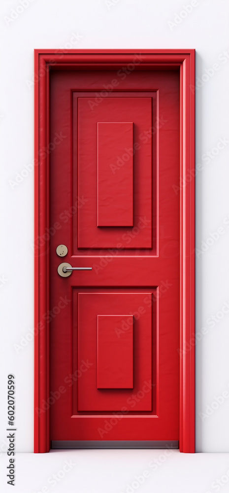 Vibrant Red Door in Isolation, generative Ai