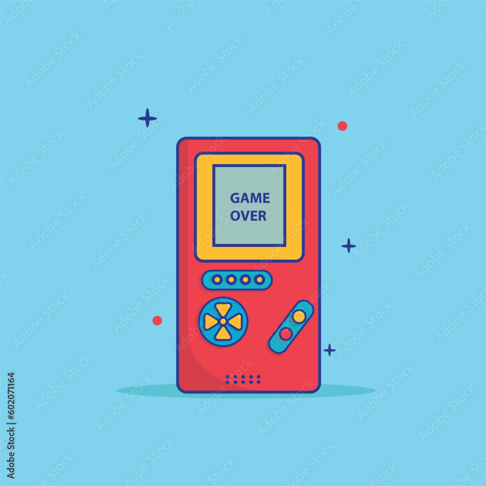 Classic portable video game console cartoon vector icon illustration ...