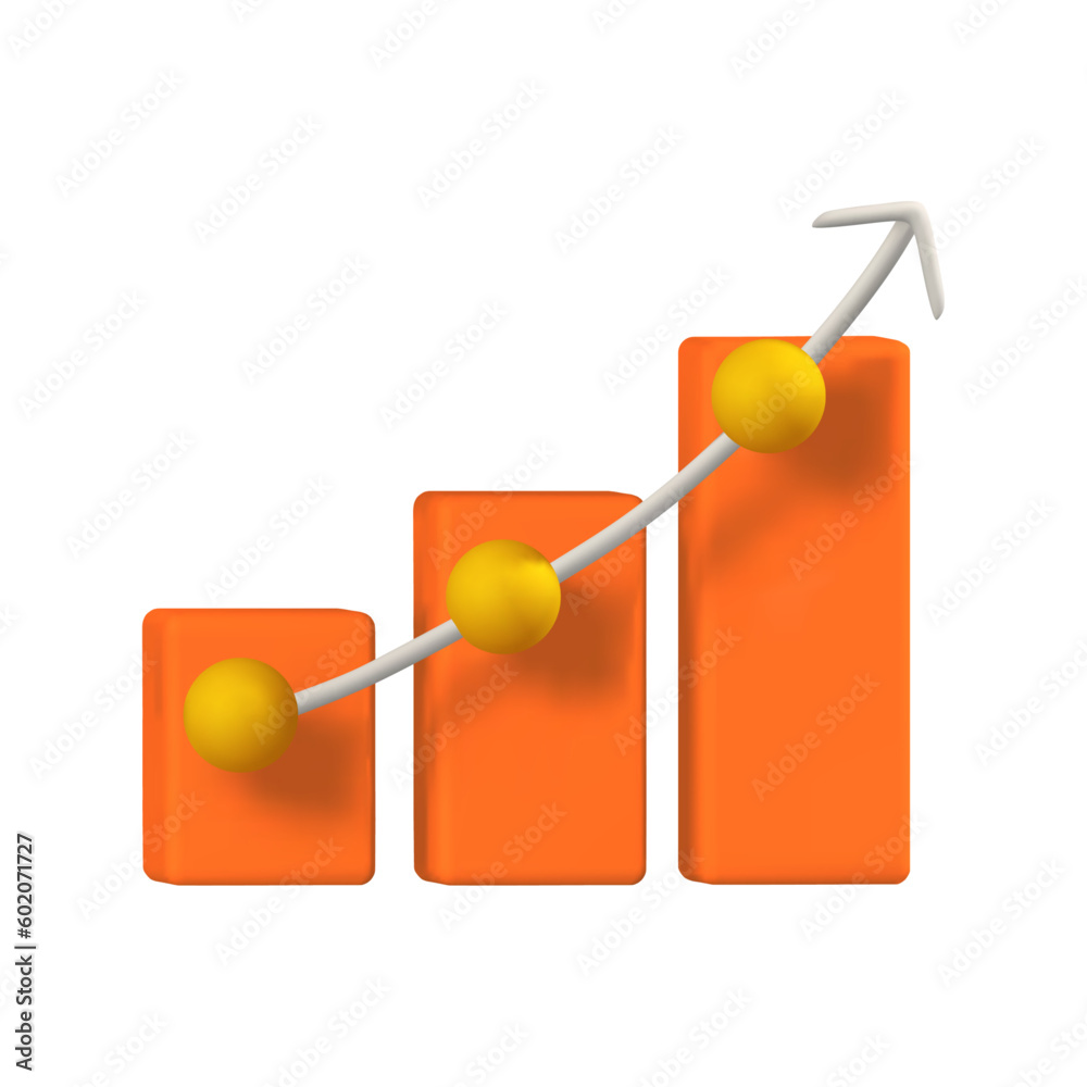 3d render icon orange Graph chart with up arrow with yellow dots isolated vector illustration 3d render icon orange Graph chart with up arrow with yellow dots isolated vector illustration