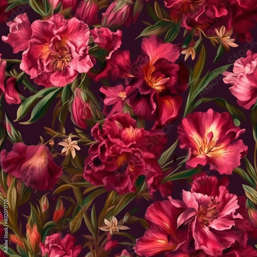 flowers in red pink Generative AI