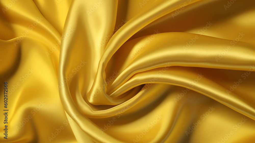 Yellow silk satin fabric texture background with sweeping ripples and folds. A.I. generated.
Yellow silk satin fabric texture background with sweeping ripples and folds. A.I. generated.