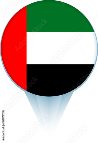 Map pointer with flag of United Arab Emirates. Free Download Map pointer with flag of United Arab Emirates. - GFXLoad