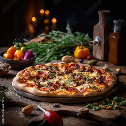 pizza on a table