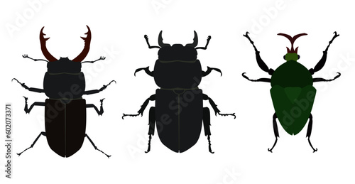 Insect silhouette, shield bug. Sketch of shield bug. Silhouette shield bug isolated on white background. Insect Animal Icon Flat Isolated Black Silhouette Bug. Vector illustration © Richir