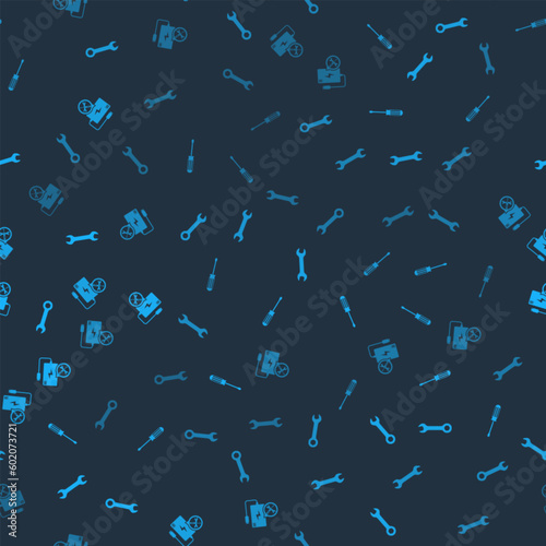 Set Wrench, Screwdriver, and Power bank service on seamless pattern. Vector © vector_v