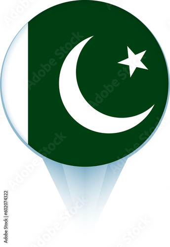 Map pointer with flag of Pakistan.