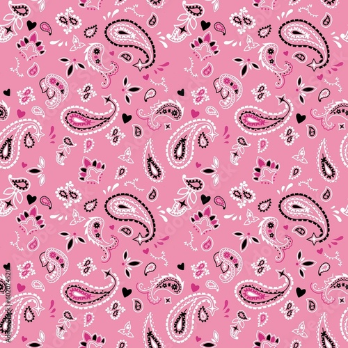 SEAMLESS PATTERN IN PINK AND BLACK PAISLEY DESIGN RASTER IMAGE