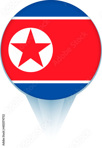 Free Download Map pointer with flag of North Korea. - GFXLoad