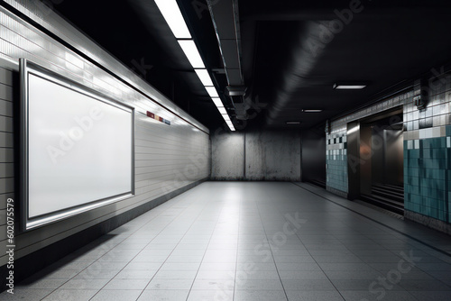 A blank TV screen in an abandoned subway station creates a sense of intrigue and curiosity. is AI Generative
