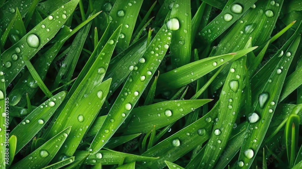 fresh meadow grass with water droplets background generative AI fresh meadow grass with water droplets background generative AI