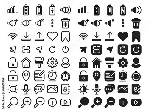 Basic UI icons set with outline & solid style