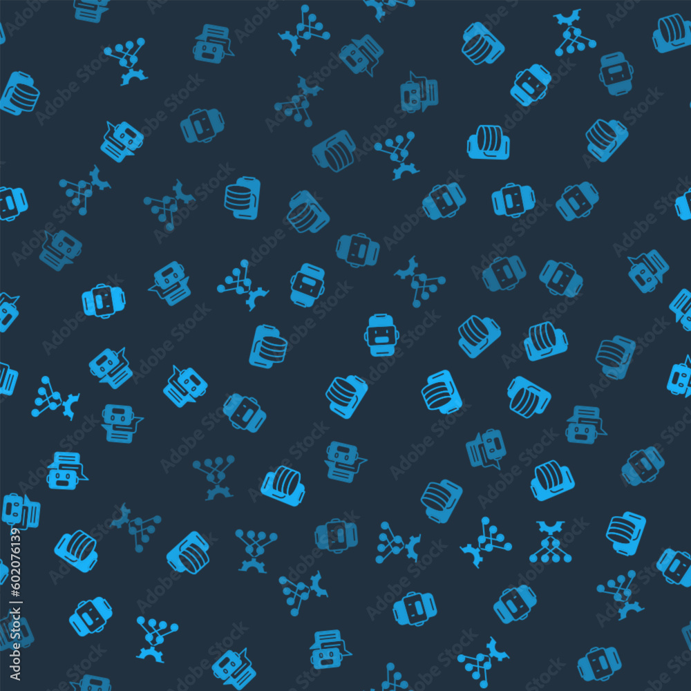 Set Neural network, Cloud technology data transfer, Chat bot and on seamless pattern. Vector