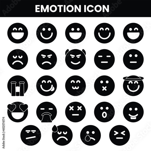 Emotion icons set with solid style
