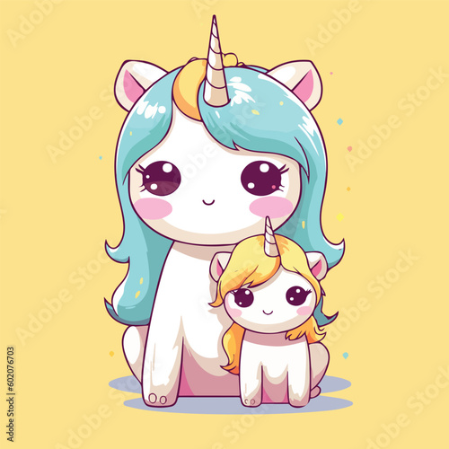 cute unicorn cartoon drawing characters vector illustration eps 10
