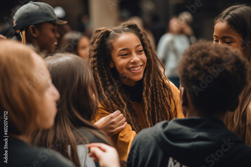  The girl boss is seen engaging with her team and volunteers at a charitable event, exuding warmth and compassion. Woman power. AI-generated image