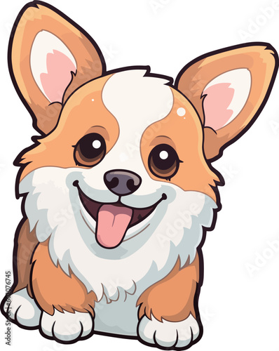 vector hand drawn kawaii corgi dog illustrations