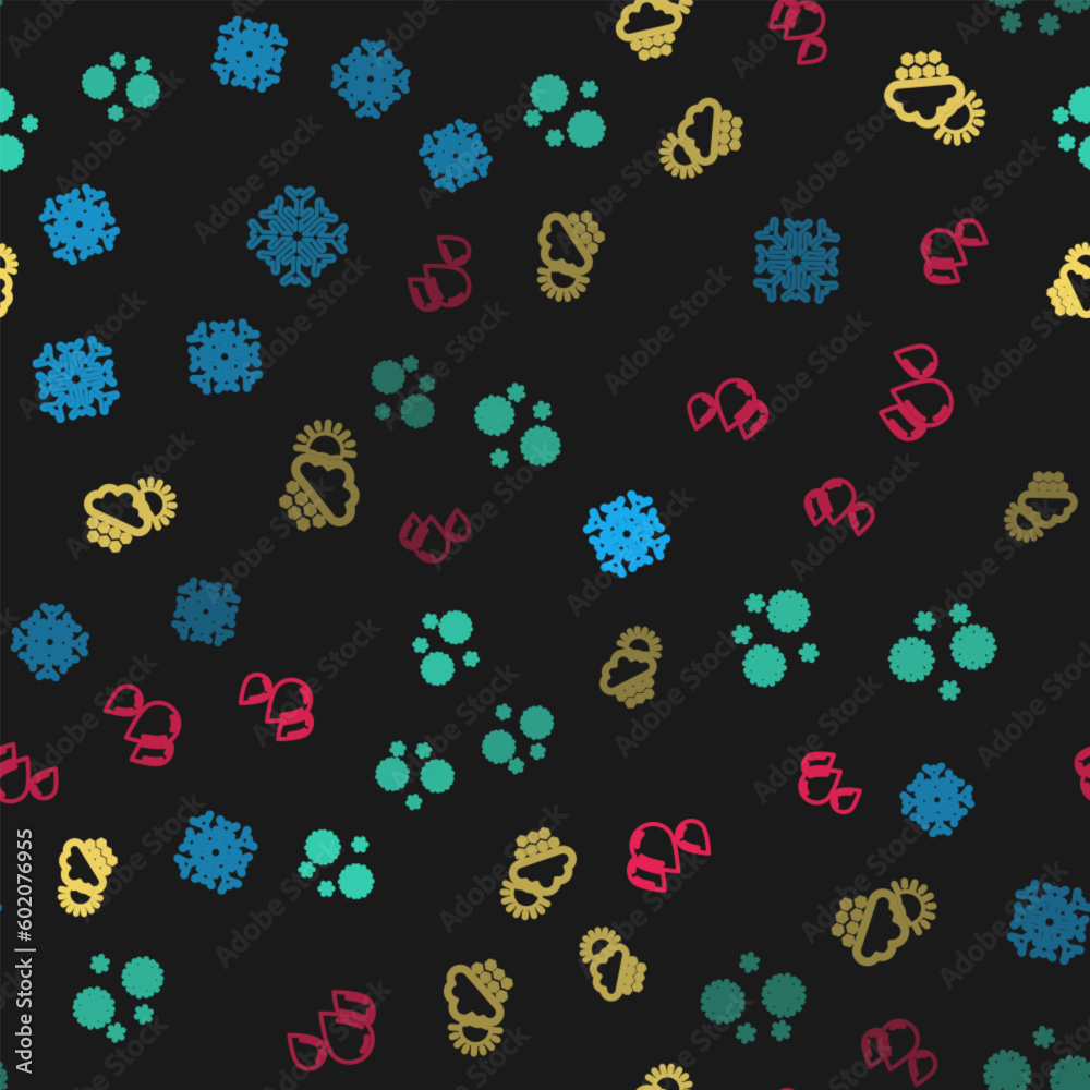 Set line Snowflake, , Cloud with snow and sun and Water drop on seamless pattern. Vector Set line Snowflake, , Cloud with snow and sun and Water drop on seamless pattern. Vector