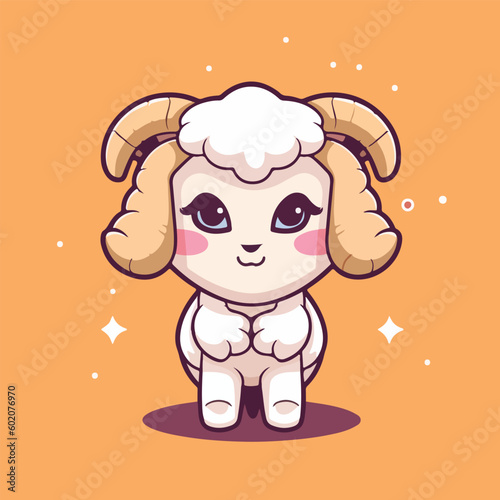 aries zodiac cute animal symbol mascot vector illustration eps 10