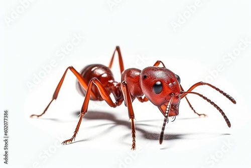 Isolated fire ant on white background, Generative AI photo
