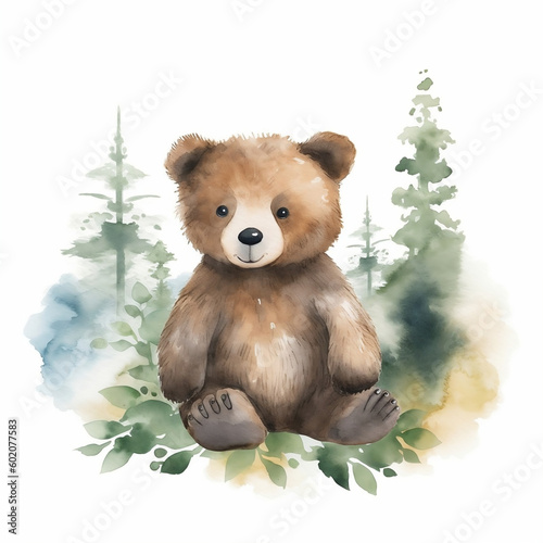 Woodland Animals Clipart Watercolor , Clipart for commercial use, Nursery Clipart, Fox, Bear, Deer, Hedgehog, tiger, lion, ...  © tung
