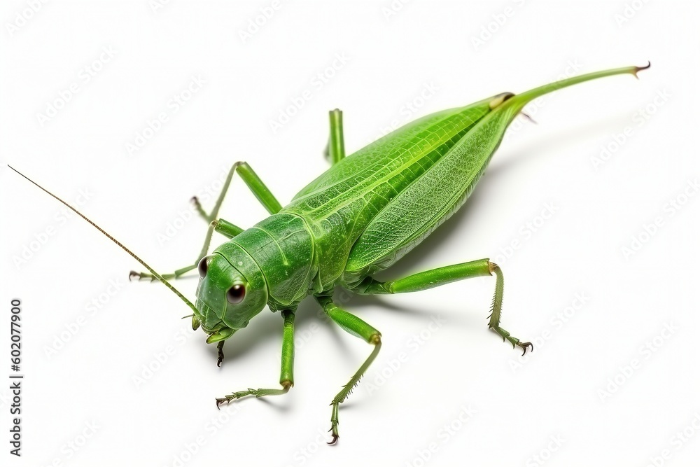 Isolated katydid on white background, Generative AI Isolated katydid on white background, Generative AI