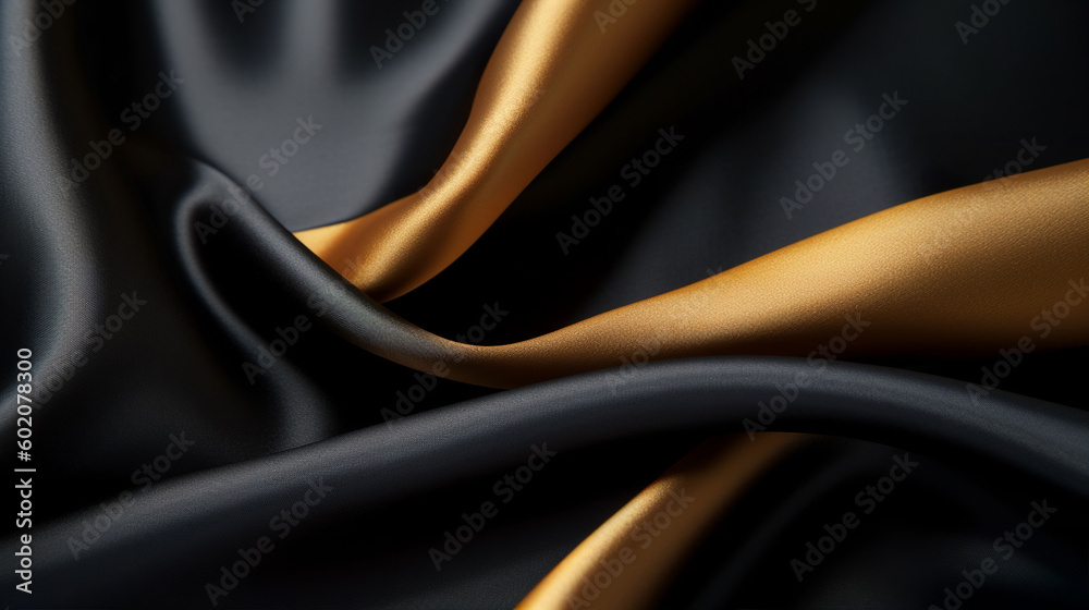 Gold and black silk satin fabric texture background wallpaper with ...