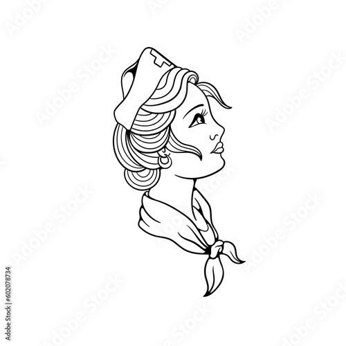 Hand drawn illustration of a nurse outline