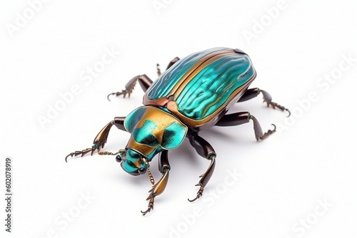 Isolated scarab beetle on white background, Generative AI