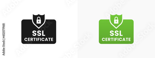 SSL certificate label or SSL certificate symbol vector isolated in flat style. Best SSL certificate label for product or service design element. Simple SSL certificate symbol for design element.