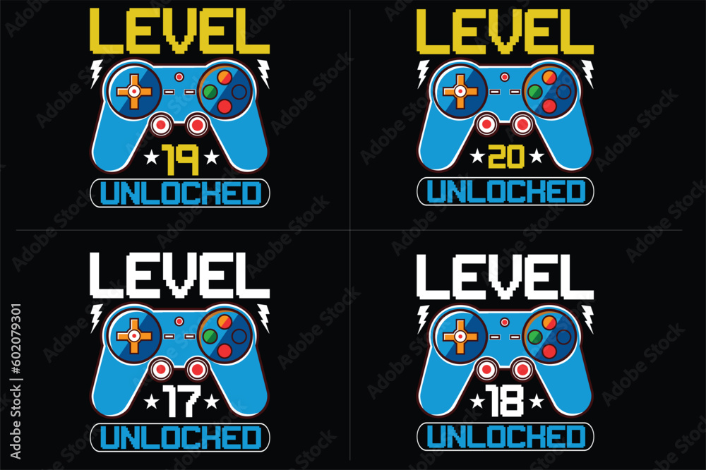  level  unlocked gaming  t shirt, gaming quotes t shirt,Gamer t-shirt Design