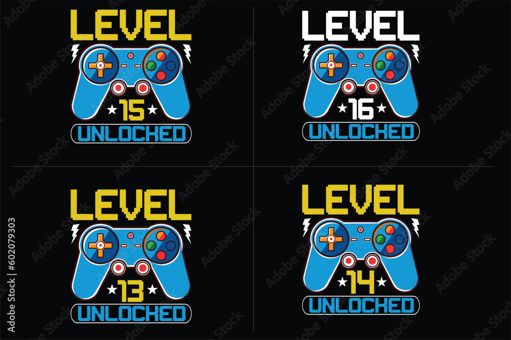 level  unlocked gaming  t shirt, gaming quotes t shirt, Gamer t-shirt Design

