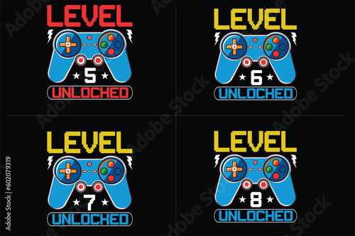 level  unlocked gaming  t shirt, gaming quotes t shirt, Gamer t-shirt Design
