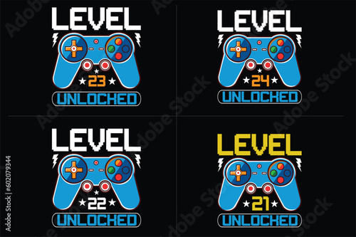 level  unlocked gaming  t shirt  gaming quotes t shirt  Gamer t-shirt Design 