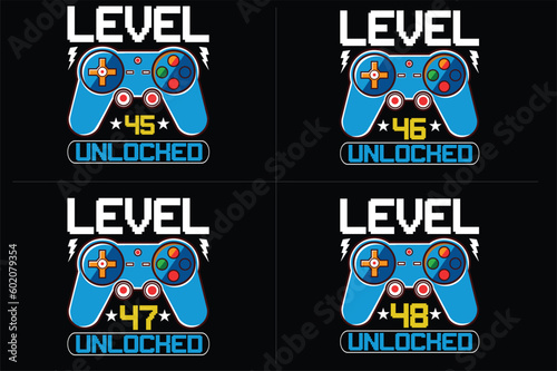  level unlocked gaming  t shirt, gaming quotes t shirt, Gamer t-shirt Design
