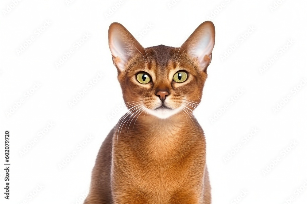 Isolated Abyssinian on White Background, Generative AI