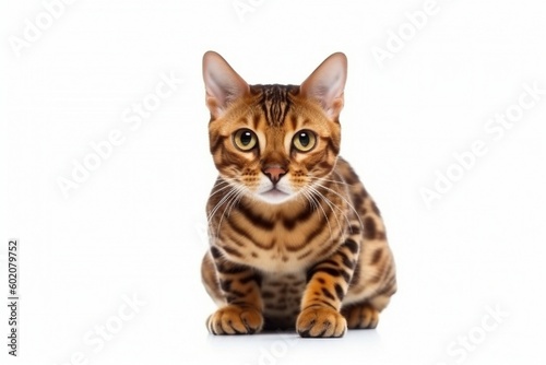 Isolated Bengal on White Background, Generative AI