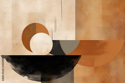 Minimalist Japanese style abstract earth tones. ai