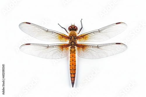 Isolated common dragonfly on white background, Generative AI © Digital Dreamscape