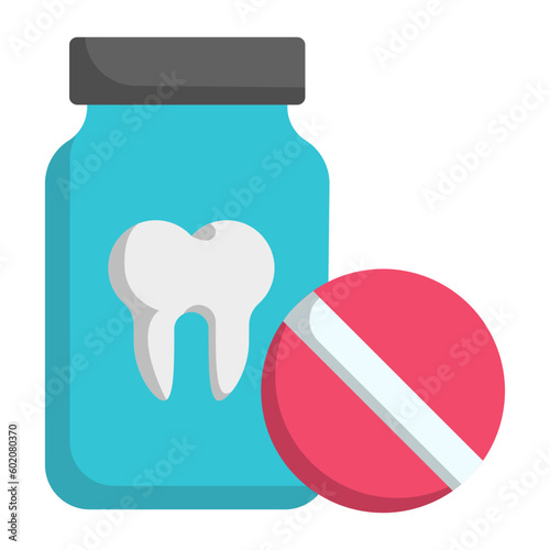 Pain Relievers Antibiotics Tablets Jar vector color icon design, Dentistry symbol, Healthcare sign, Dental instrument stock illustration, teeth Medicine and Pill concept