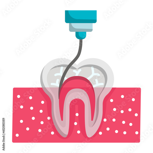 Root canal treatment vector color icon design, Dentistry symbol, Healthcare sign, Dental instrument stock illustration, Endodontic therapy concept