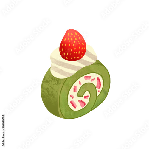 Roll cake matcha strawberry 