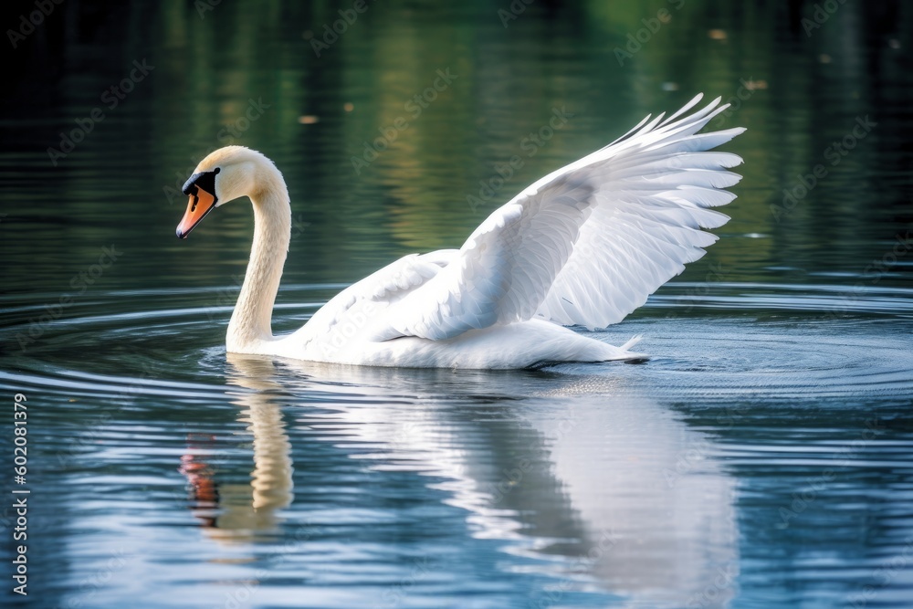 Fototapeta premium Graceful Swan Swimming in a Lake