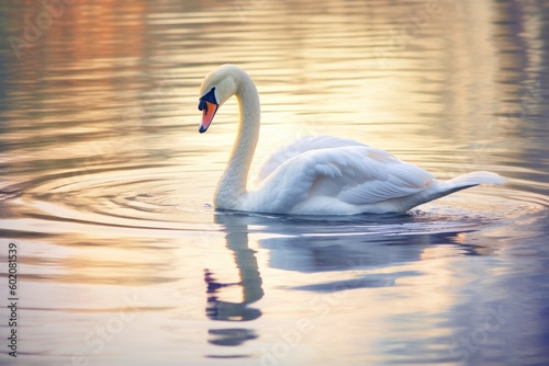 Graceful Swan Swimming in a Lake