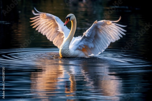 Graceful Swan Swimming in a Lake