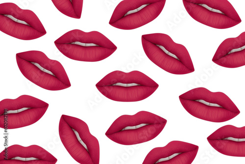 Women s lips. Sensual and seductive female lips with dark red lipstick on a white background. Cosmetics and beauty concept