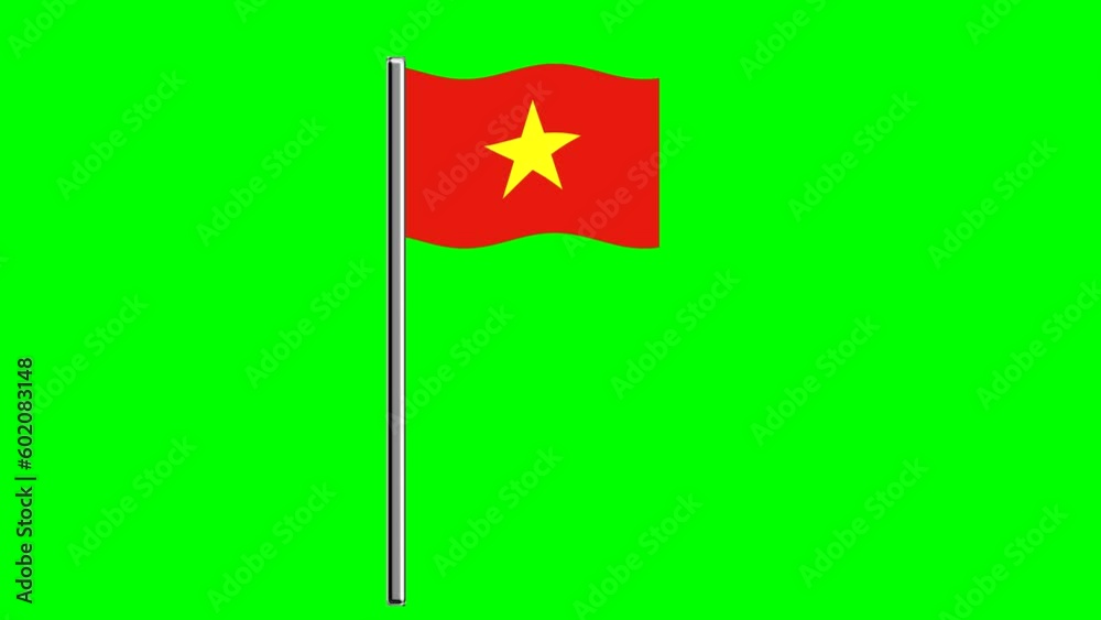 Wavy Vietnam flag with pole on green screen background Wavy Vietnam flag with pole on green screen background