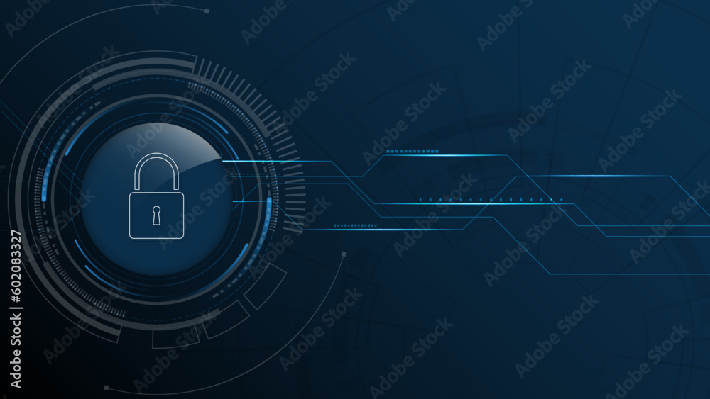 Obraz premium Network protection concept on abstract technology background. Protection data security concept. Cybersecurity digital Protection system innovation concept.