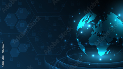 Global network connection World map abstract technology background global business innovation concept